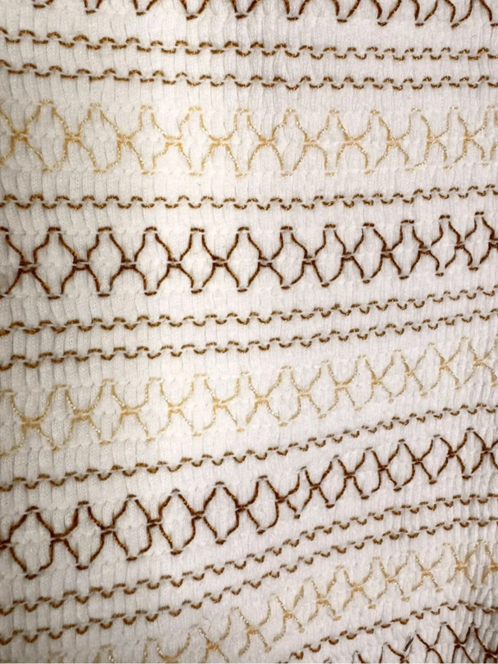 Anthropologie Cotton Embroidered Smocked Peasant Top Blouse Cream Brown Size XS